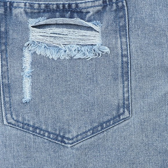 Sky Blue Rhinestone Fringe Denim Jacket - Picture 10 of 15